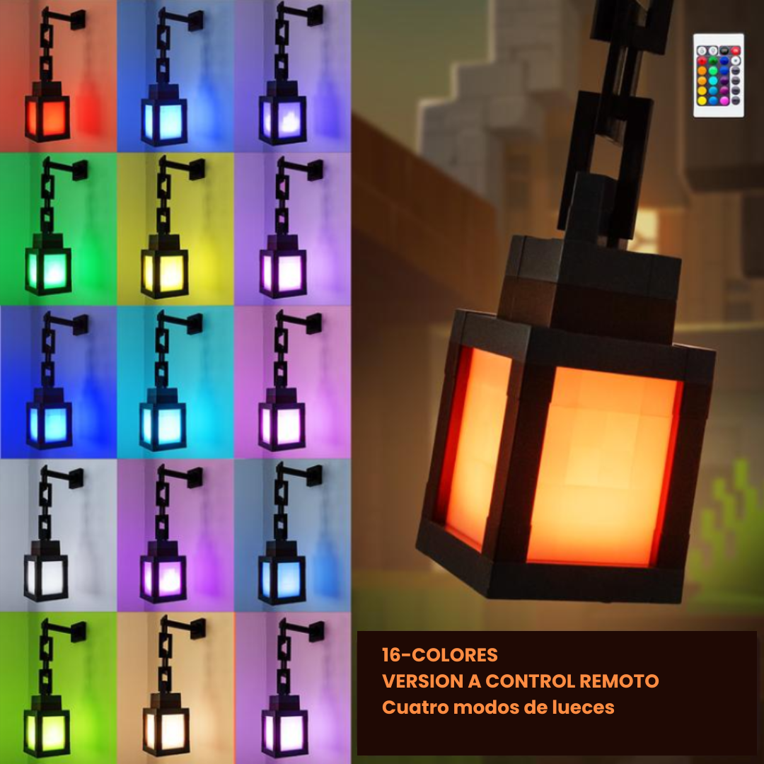 Luz nocturna portatil estilo Pixel-art inspirada en Minecraft